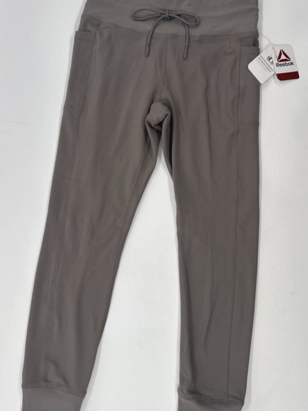 Reebok Athletic Gym Pants Joggers Womens Large Skinny Stretch Yoga Pockets NEW
